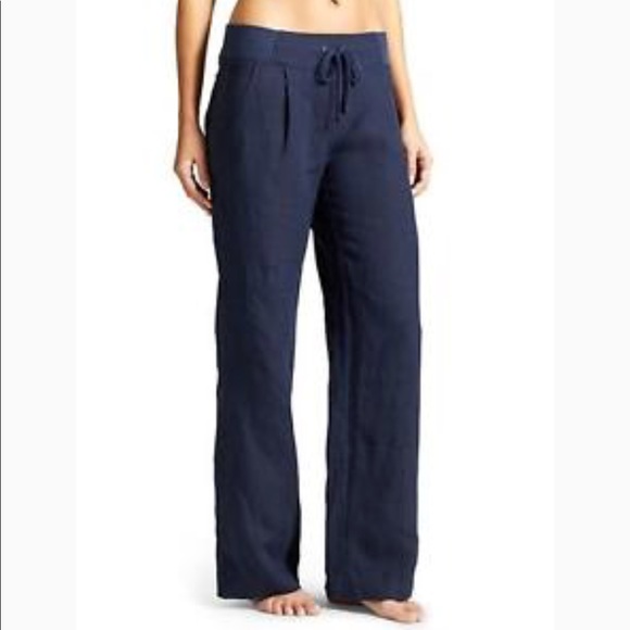 Athleta Pants - Athleta Navy Blue Linen Trouser Pants